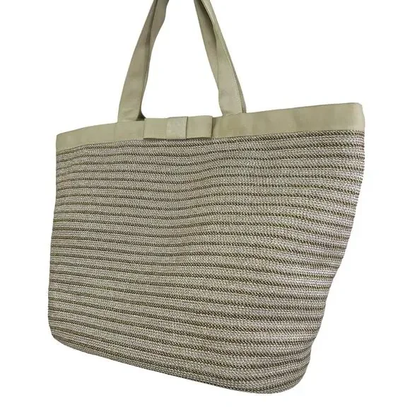 Eric Javits New York Bow Detail Oversized Lined Double Handle Tote Bag - Picture 4 of 7